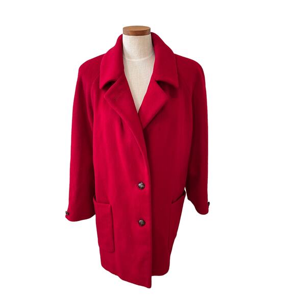 Vintage Talbots Cherry red Oversized Wool Coat 6 - Picture 2 of 9